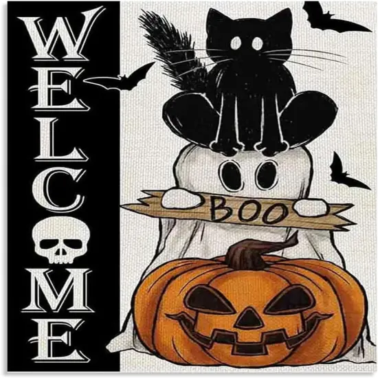 Click to see full view Halloween Stamped Cross Stitch Kits for Adults Beginner, Cross Stitch Kits Printed Stitching Patterns {1}
