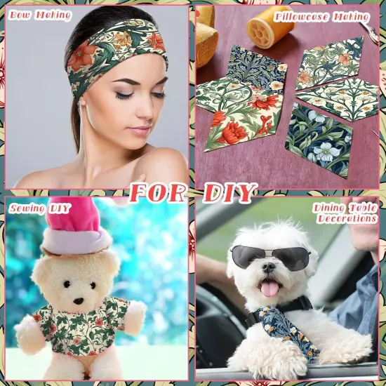 2.6 Inch - 40 Pcs Vintage William Morris Flowers Fabric {5}