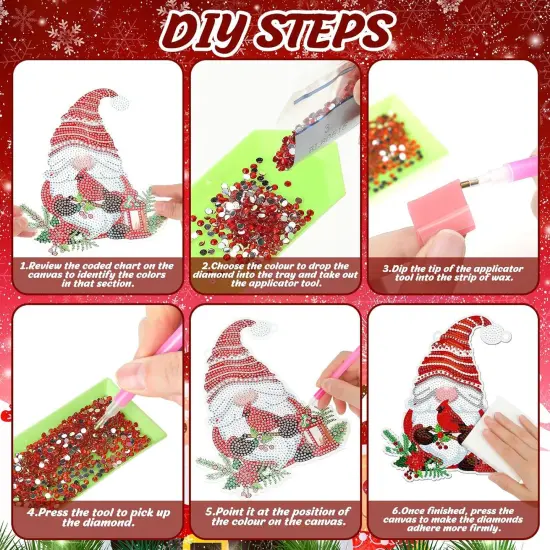 3 Pcs Christmas Diamond Painting Hanging Sign {4}