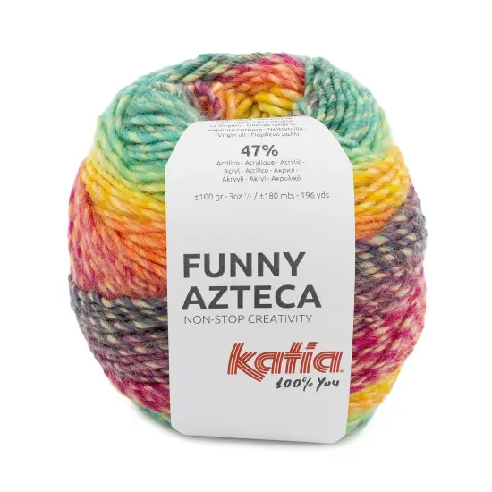 Katia Funny Azteca Premium Wool Blend Yarn Orange-green {1}
