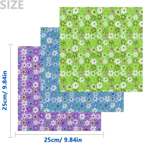 9.8X 9.8 42Pcs Cotton Print Fabric Bundle Squares Pre-Cut Multicolor {3}