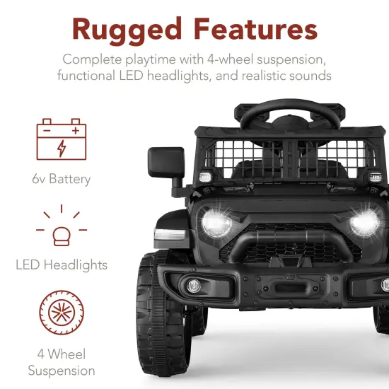 Best Choice Products 6V Kids Ride-On Truck Car w/ Parent Remote Control, 4-Wheel Suspension, LED Lights Black {6}