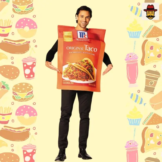 Adults McCormick Taco Seasoning Packet Costume Funny Food Tunic with Realistic Print Front {2}