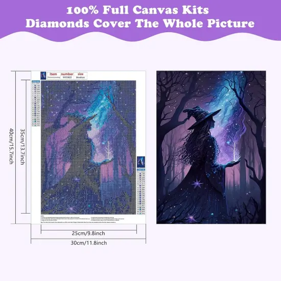 30x40cm - 4 pcs Retro Witch Diamond Painting Kits for Adults {3}