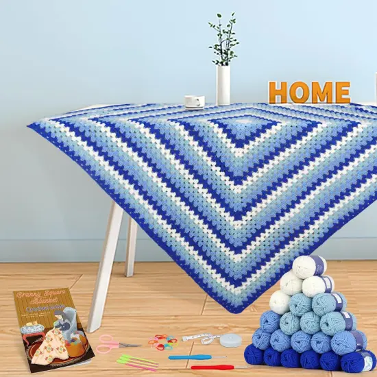 Granny Square Crochet Kits for Adults Learn to Crocheting Blanket Kit {5}