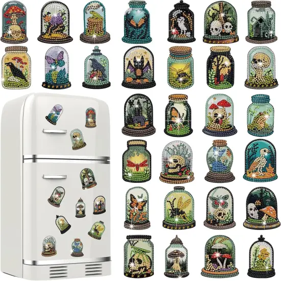 30 Pcs Halloween Diamond Painting Magnets Kits Gothic {2}