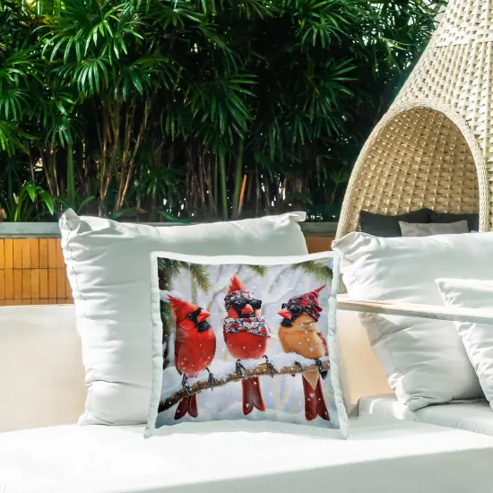 Stupell Industries Row of Cool Cardinals Outdoor Pillow, 18 x 7 x 18 {2}