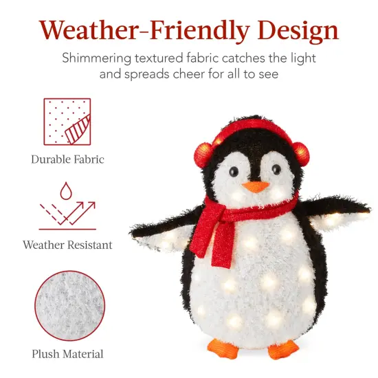 Best Choice Products 2-Piece Lighted 3ft Pop-Up Penguin Family Outdoor Christmas Decoration w/ 150 LED Lights Red {6}