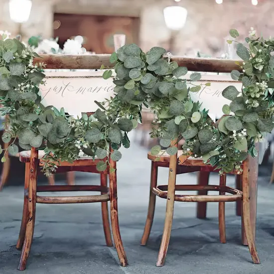 Leaves Eucalyptus Garland Faux Greenery Vines for Wedding Arch Table Runner Mantle Party Room Decor {6}