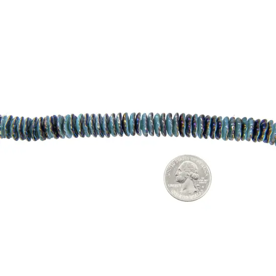 12mm Flat Pinwheel Flower Beads in Milky Aqua and Blue Iris Apx 25 Beads GB-PWF03 {2}