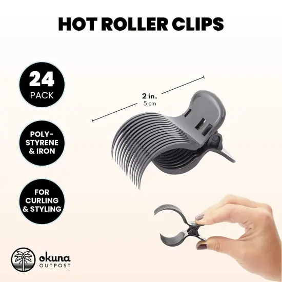 Electric Hot Roller Clip Replacements for Hair Styling (2 Inches, Black, 24 Pack) {4}
