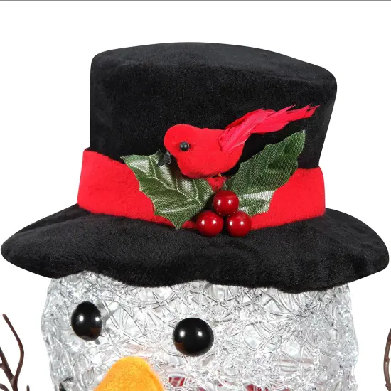 Haute Decor 17 inch Tall Spun Acrylic Snowman with Battery Operated LED Lights - Christmas and Winter Holiday Decoration for Table, Mantel, Counter, Hearth, Desk {4}