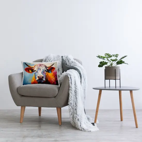 Stupell Industries Colorful Cattle Portrait Indoor Pillow, 14 x 7 x 20 {2}