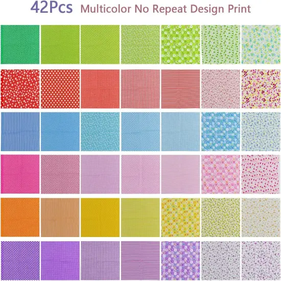 42 Pcs 9.8 x 9.8 Inches Cotton Pre-Cut Fabric Sewing Patchwork {4}