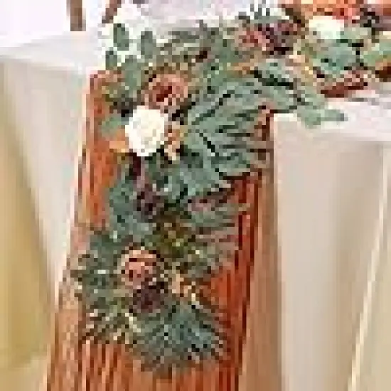 Eucalyptus Garland with Flowers for Backdrop, {6}