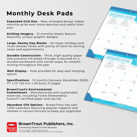 Seaside Currents | 2026 17 x 12 Inch Monthly Desk Pad Calendar {5}