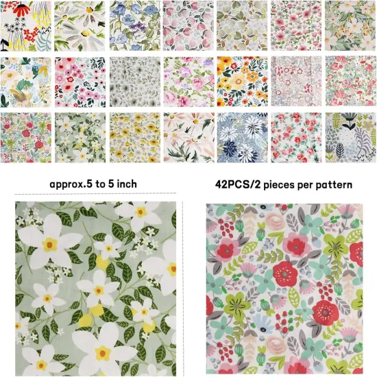 Charm Packs Fabric for Quilting 42Pcs 5'' Precut Fabric Quilt Squares {3}