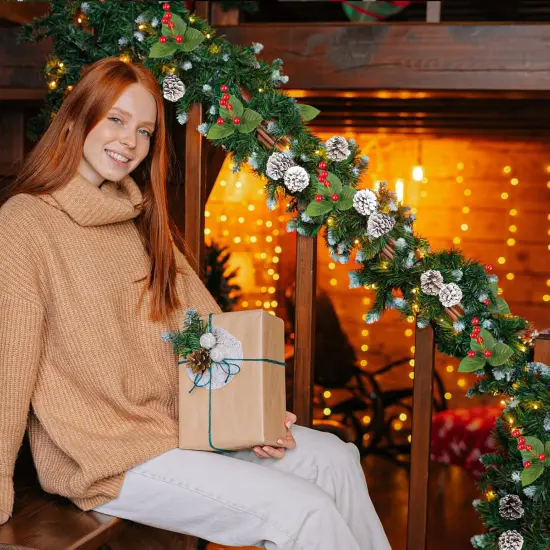 9FT Prelit Artificial Christmas Garland with Color Changing Lights, 9 FT, Snow {5}