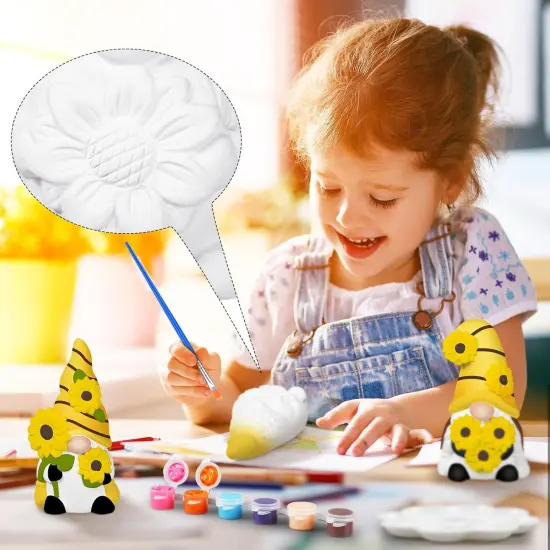 6 Sets Sunflower Gnome Ceramics to Paint Ready to Paint Your Own Ceramic Gnome Statues DIY {3}