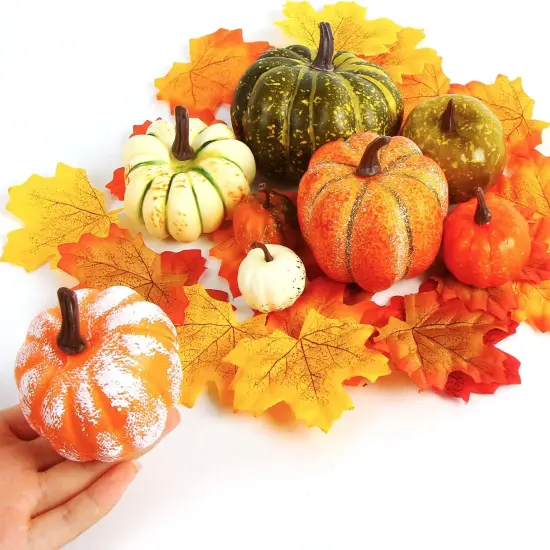 Mini Artificial Pumpkins Fall Table Decoration - Assorted {3}