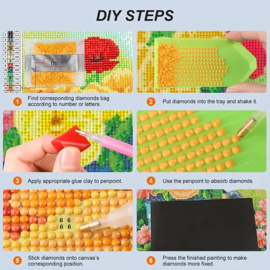 Diamond Painting Kits for Adults Book Flower, Round Full Drill Diamond Art Kits,12&times;16Inch {6}