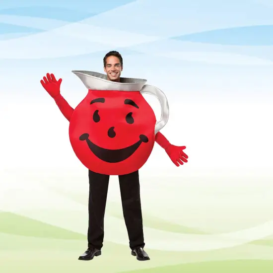 Adult Kool Aid Costume Red Kool Aid Guy Tunic with Gloves {3}