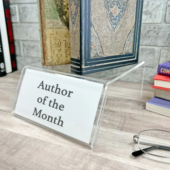 Plymor Clear Acrylic Sign-Holder Display Riser, 3.25" H x 6.5" W x 8.25" D (3/16" thick) (3" x 6.5" Sign) {4}