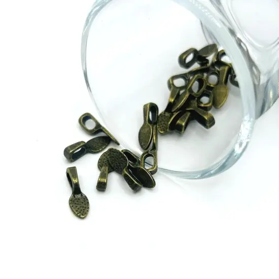 Bronze Glue-On Leaf Jewelry Bails, 15x5mm {1}