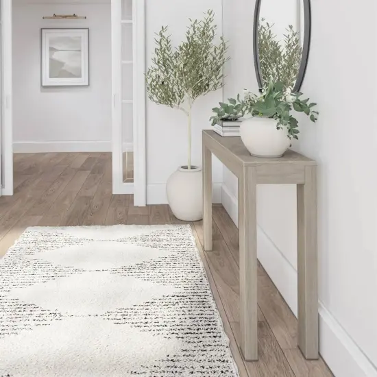 Modern Solid Wood Accent Table 32"H with Open Storage Shelf for Living Room and Hallway Beige {2}