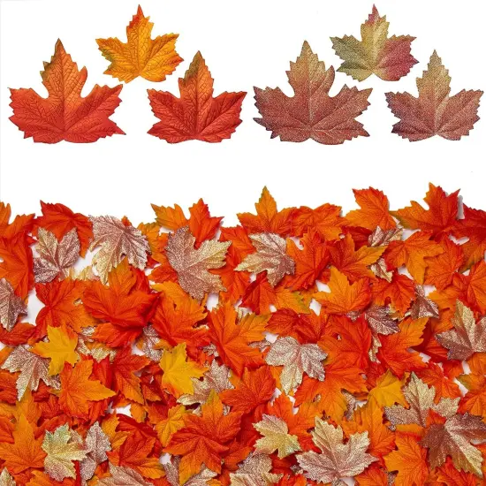 150 Pcs Artificial Fall Maple Leaves {1}