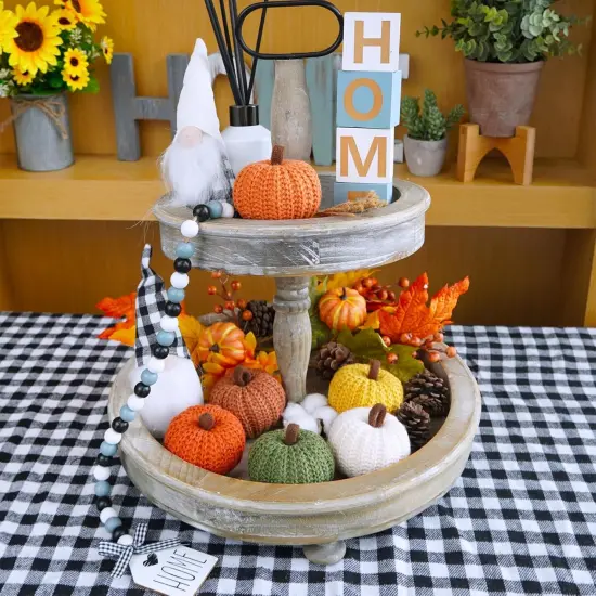 Set of 6 Fall Harvest Crochet Pumpkins Small Knit Pumpkins - Rustic Fall Color {5}