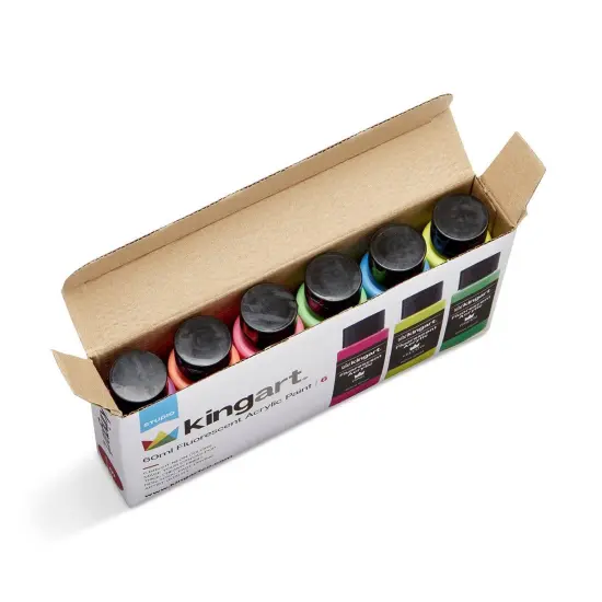 KINGART&reg; Acrylic Paint Set, 60ml, 6 Neon Colors {4}