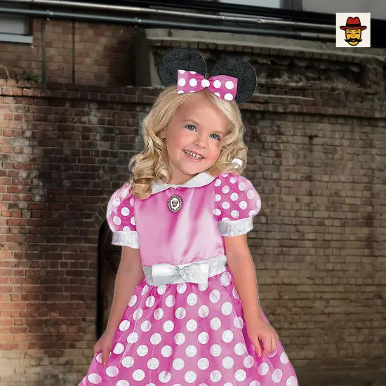 Girls Minnie Mouse Costume, Pink Polka Dot Dress Mouse Ears Headband Toddler {2}