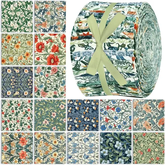 2.6 Inch - 40 Pcs Vintage William Morris Flowers Fabric {1}
