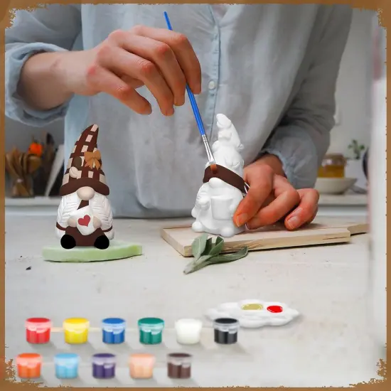 6 Sets Ready to Paint Your Own Coffee Gnome Statue, 4" Mini Paintable Ceramics Blank Coffee Gnome Figurine {1}