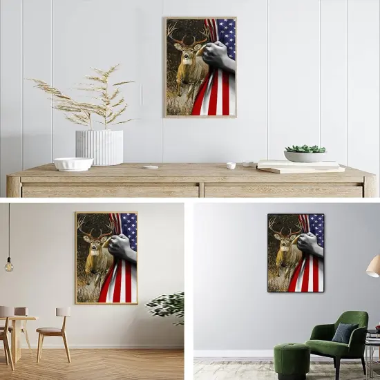 5D DIY Deer American Flag Full Drill Diamond Kits - Deer {4}