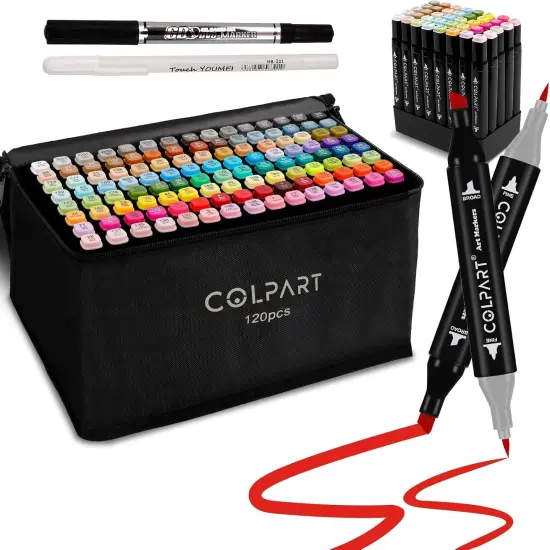 120 Colors Alcohol Markers Brush Tip Dual {1}