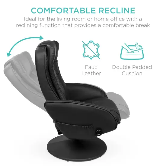 Best Choice Products Faux Leather Electric Massage Recliner Chair w/ Stool Ottoman, Remote Control, 5 Modes Black {4}