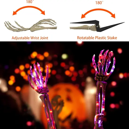 4 PCS Halloween Decoration, Lighted Skeleton Arm Stake {3}