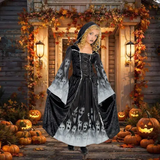 Black Forsaken Soul Costume for Girls Halloween Scary Ghost Dress Up Outfit {2}