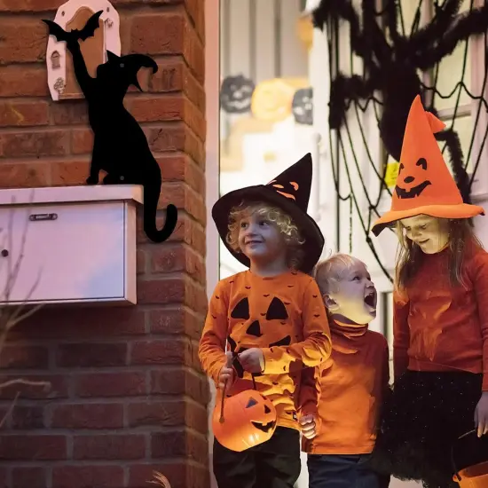 Halloween Door Corner Cat Metal Sign {2}