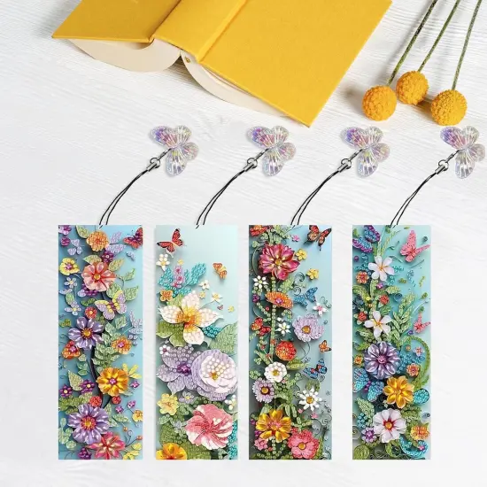 4pcs Diamond Painting Bookmark Kits for Adult(Flower) {4}
