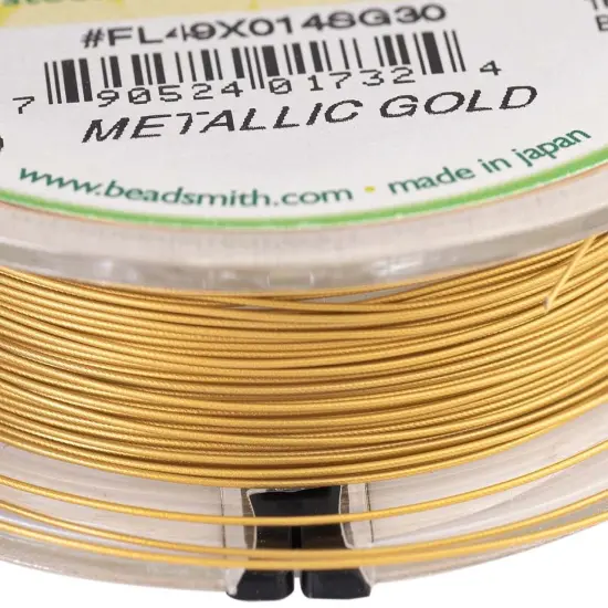 The Beadsmith Flex-Rite Beading Wire - Stainless Steel Micro Flexible Wire, 49 Strand, Gold, .014" Diameter, 30-Foot Spool, Nylon Coated {3}