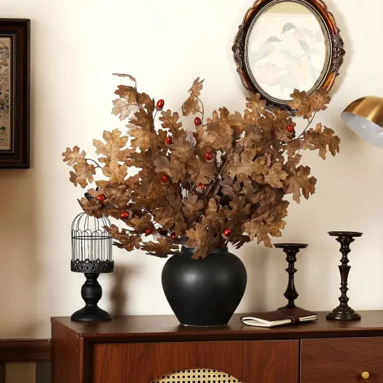 Artificial Oak Faux Fall Leaves with Acorn {1}
