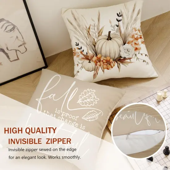 Pumpkin Pillow Covers Autumn Bohemia 20 x 20 Inch Throw Pillows Thanksgiving Harvest {6}