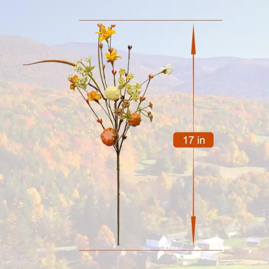 6 PCS Fall Floral Stems Artificial Autumn Flower Picks Pumpkin Sticks {5}