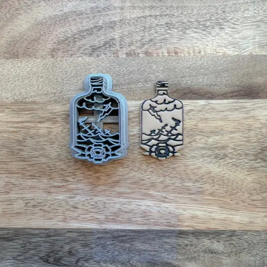 Traditional Tattoo Shipwreck in a Bottle Clay Cutter {1}