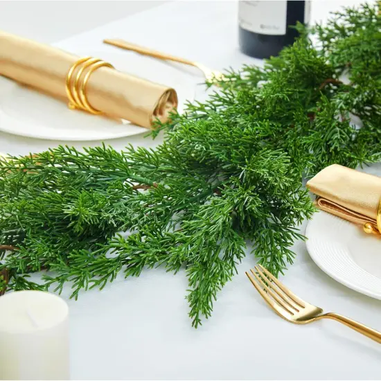 6FT Cedar Garland Realistic Christmas Garland with 16 FT LED Lights String {6}