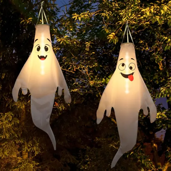 2 Pcs Halloween Ghost Decorations with Timer {1}