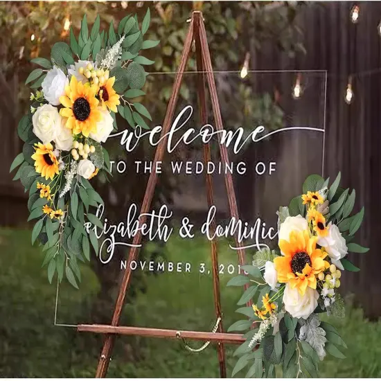 Artificial Sunflower Floral Swag Set of 2,Wedding Sign Flower Arrangements Rose {5}